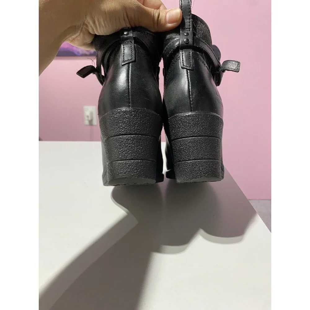 Ugg Ankle Boot Black 7? Emalie Leather Wedge Waterproof Outdoor Granola Girl‎